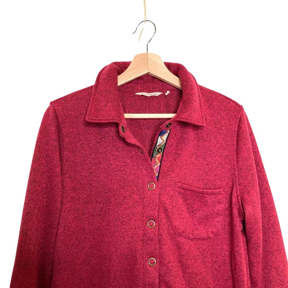 Soft Surroundings Willow Fleece Snap Front Jacket Size Large Embroidered Shacket - Picture 4 of 13